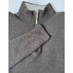 Mercer Blue Mens M Merino Wool 1/4 Zip Sweater Brown Pullover Minimalist England